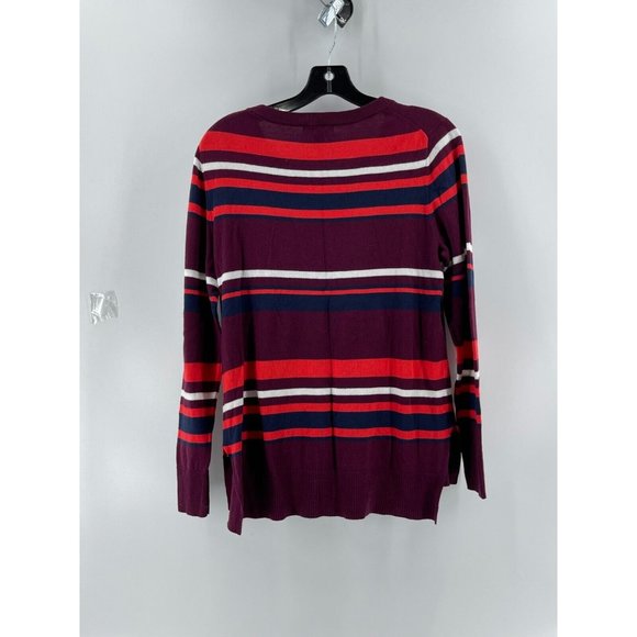 GAP Women's Knit Sweater Long Sleeve Burgundy Fall Halloween Striped Size M - Picture 3 of 7